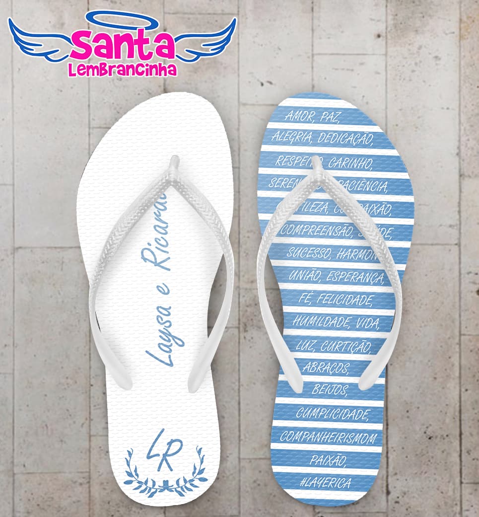 Chinelo Casamento Listrado Azul Personalizado COD 8015