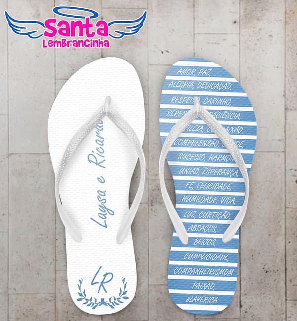 Chinelo Casamento Listrado Azul Personalizado COD 8015