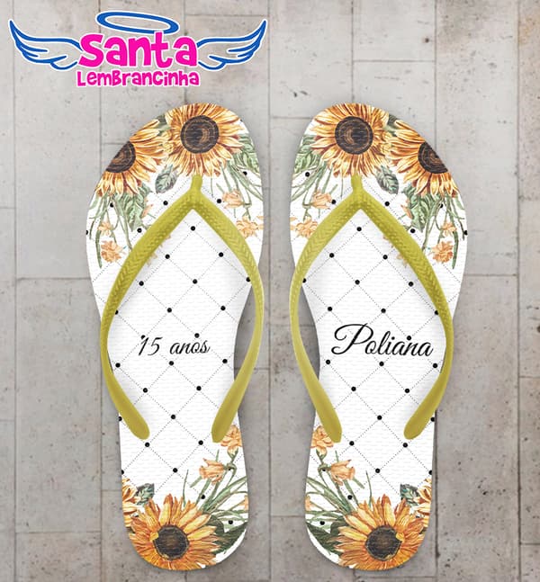 Chinelo 15 Anos Debutante Girassol Personalizado COD 8028