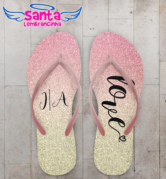 Chinelo Casamento Fundo Glitter Personalizado COD 7998