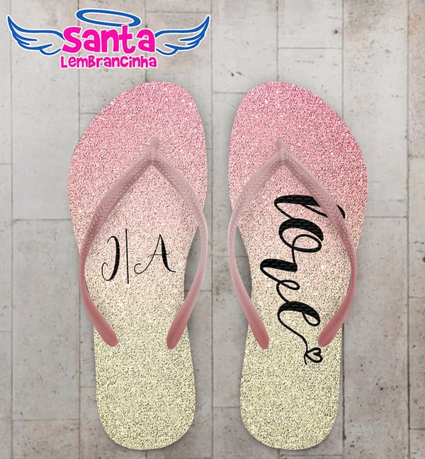 Chinelo Casamento Fundo Glitter Personalizado COD 7998