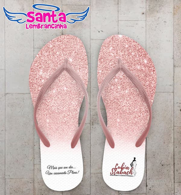 Chinelo Casamento Brilho Nude Personalizado COD 8023