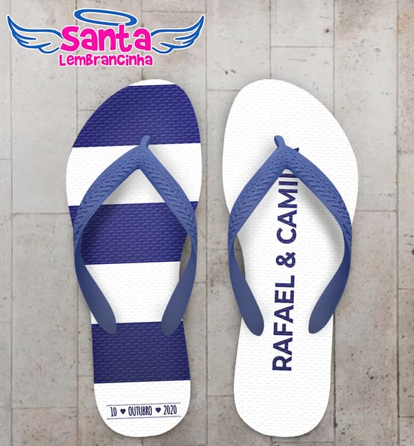 Chinelo Casamento Listrado Azul Personalizado COD 7992