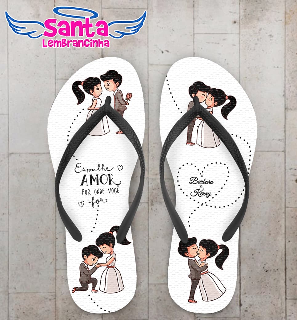 Chinelo Casamento Noivinhos Cute Personalizado COD 7978