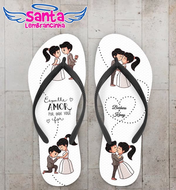 Chinelo Casamento Noivinhos Cute Personalizado COD 7978