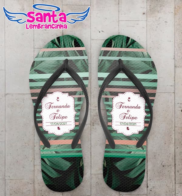 Chinelo Casamento Folhagem Moderna Personalizado COD 8010