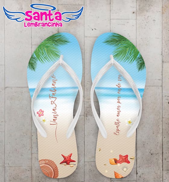 Chinelo Casamento na Praia Personalizado COD 8024