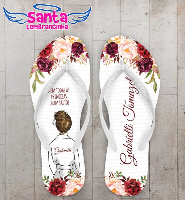Chinelo 15 Anos Debutante Floral Vermelho Personalizado COD 8030