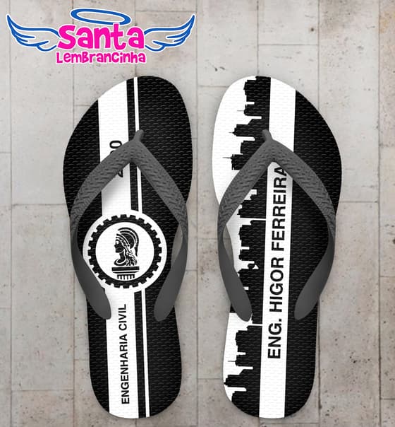 Chinelo Formatura Engenharia Civil Prédios Personalizado COD 8003