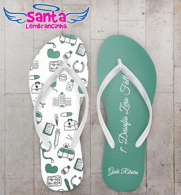 Chinelo Formatura Medicina Verde Personalizado COD 8038