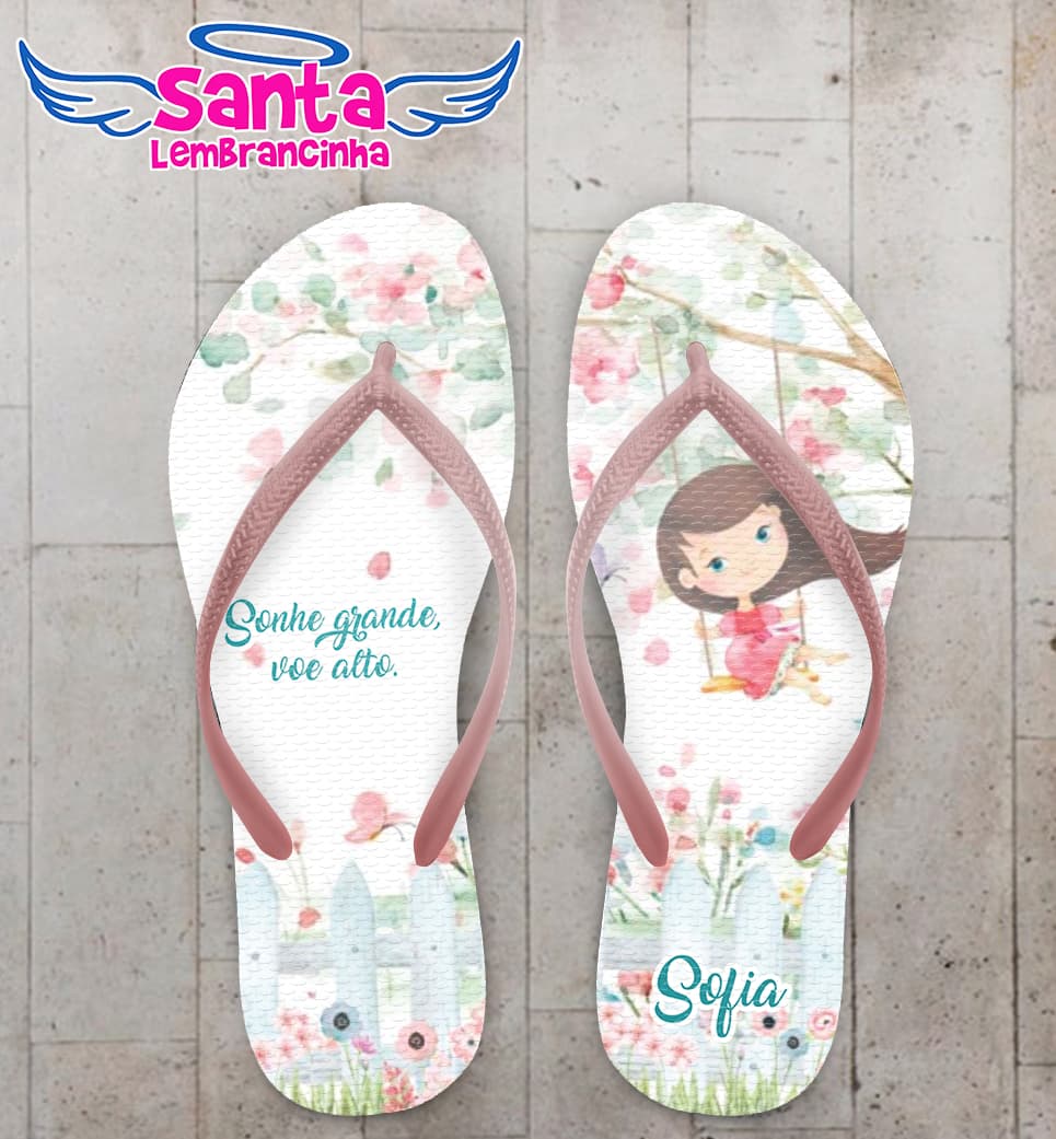 Chinelo Infantil Menina no Balanço Personalizado COD 8075