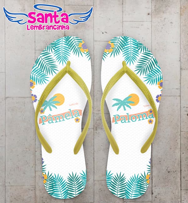 Chinelo Infantil Aniversário Tropical Personalizado COD 8059