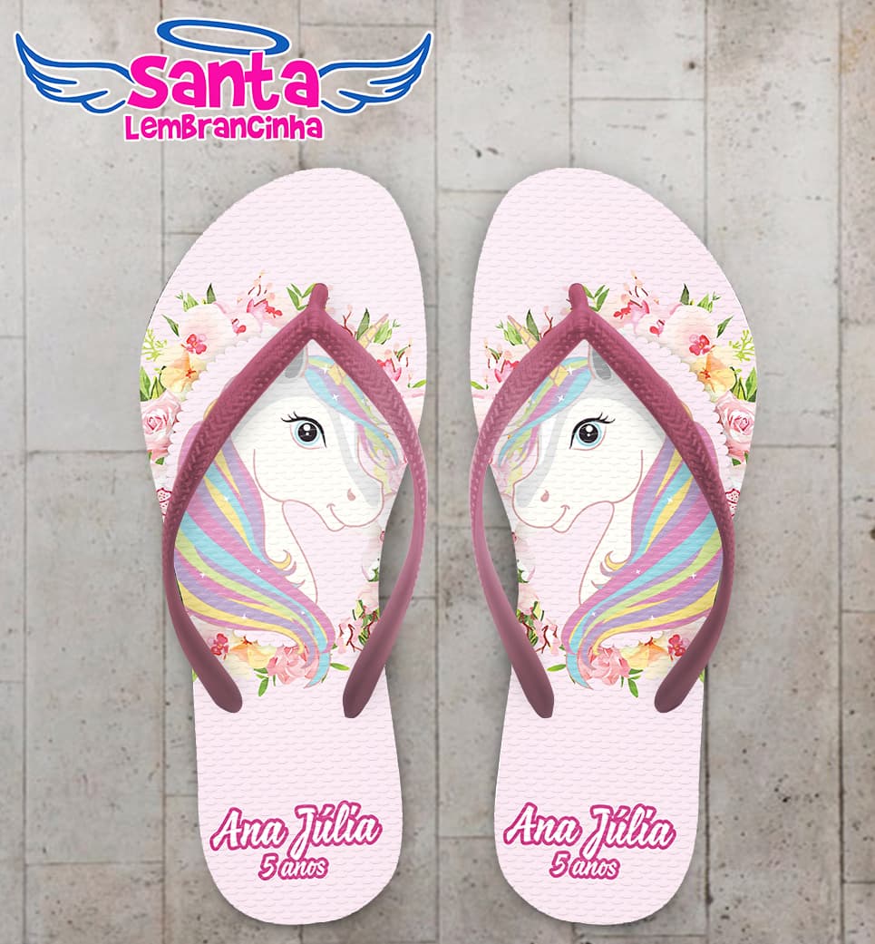 Chinelo Infantil Unicórnio Rosa Personalizado COD 8058