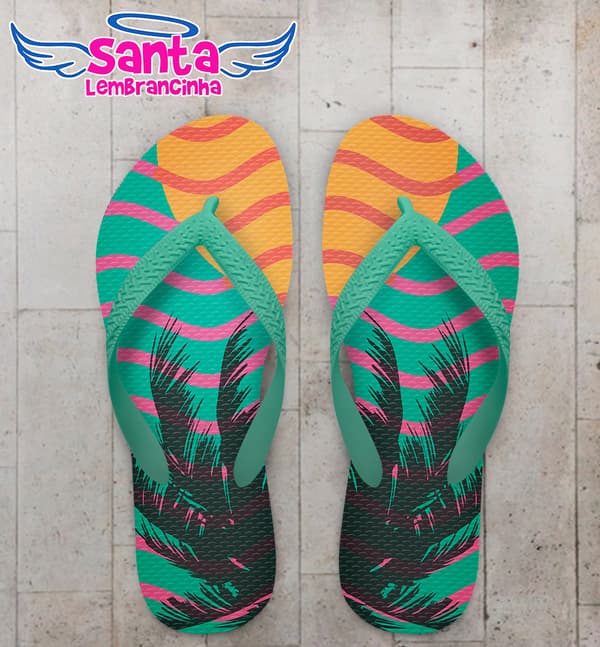 Chinelo Casamento Praia Tropical Personalizado COD 8009