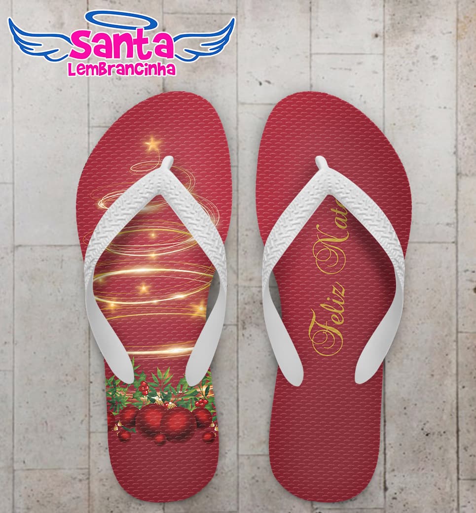 Chinelo Árvore de Natal Dourada Personalizado COD 8043