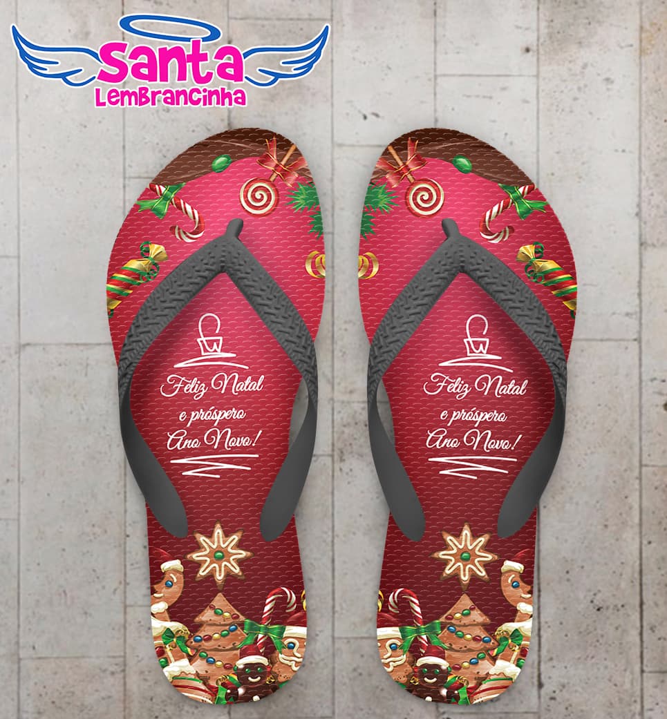 Chinelo de Natal Vermelho Personalizado COD 8041