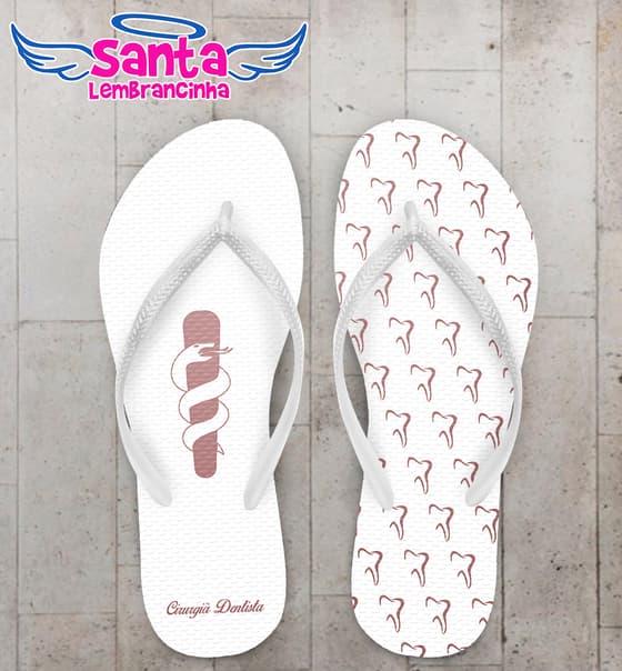 Chinelo Formatura Odontologia Rosa Personalizado COD 8039