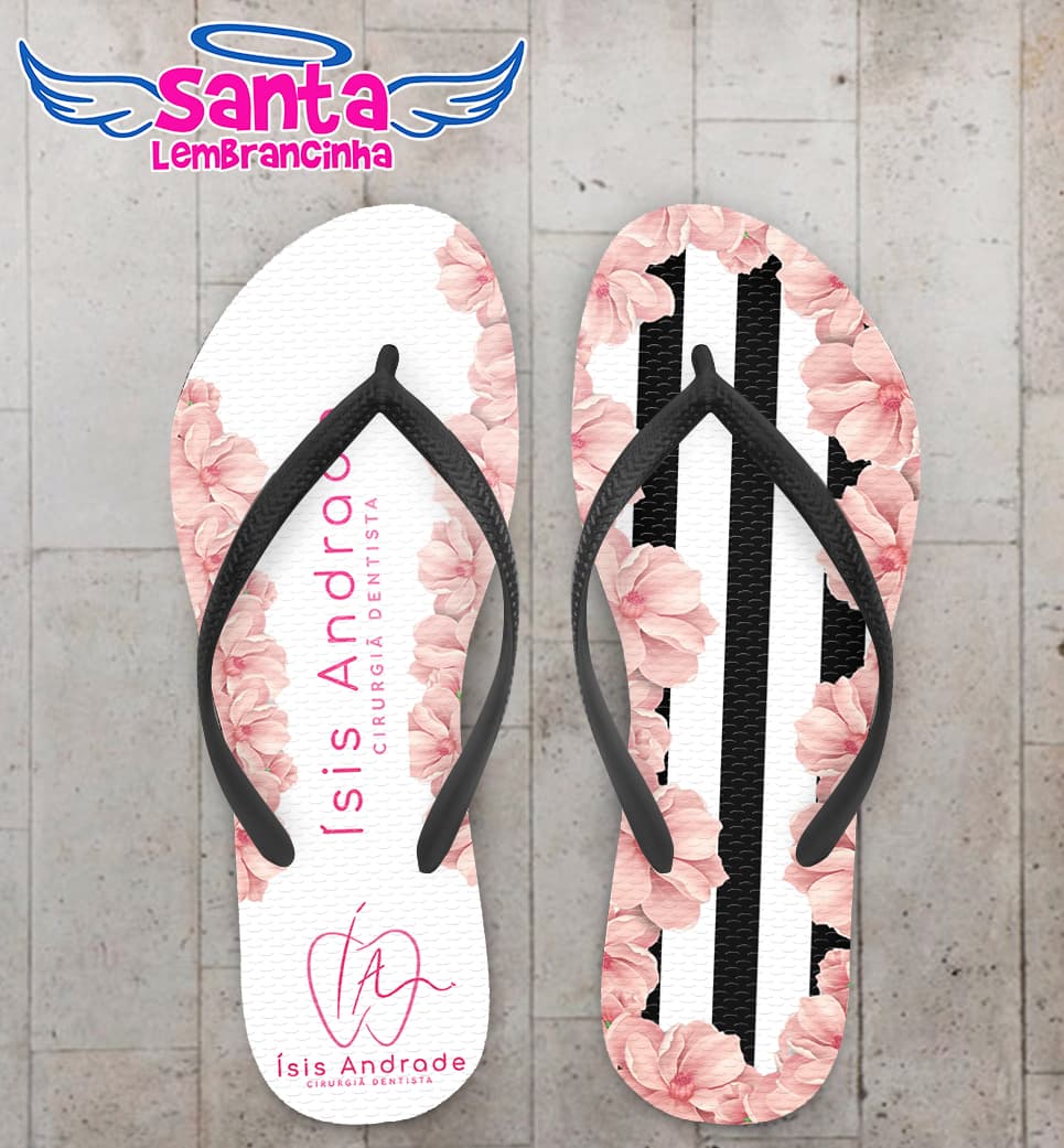 Chinelo Formatura Odontologia Floral Personalizado COD 7989