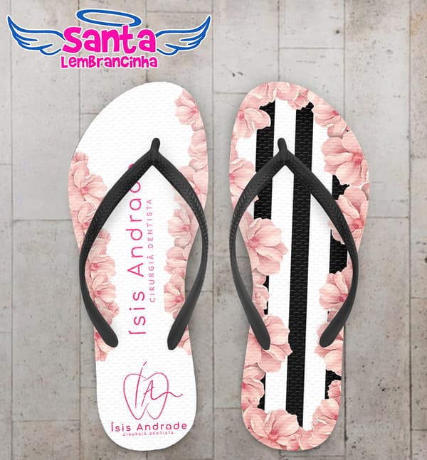 Chinelo Formatura Odontologia Floral Personalizado COD 7989