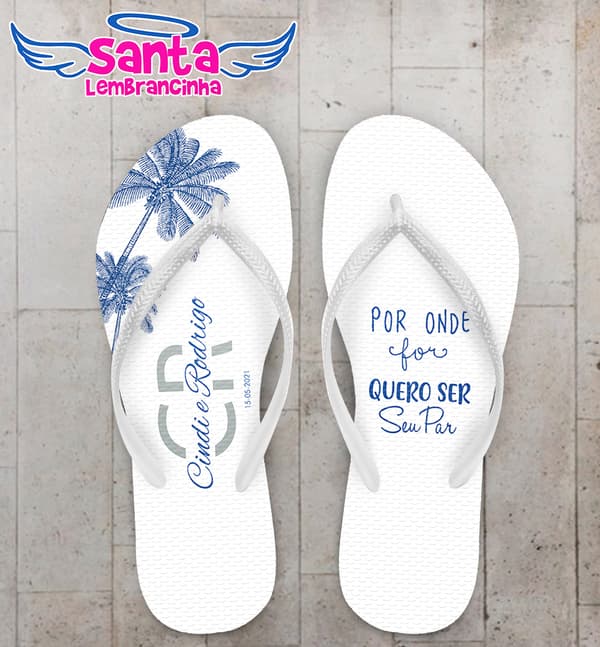 Chinelo Casamento Coqueiros Personalizado COD 8188