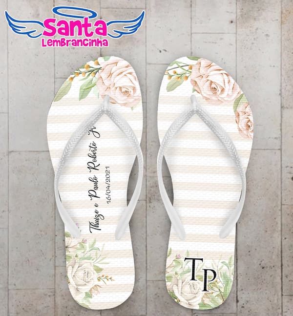 Chinelo Casamento Floral Personalizado COD 8174
