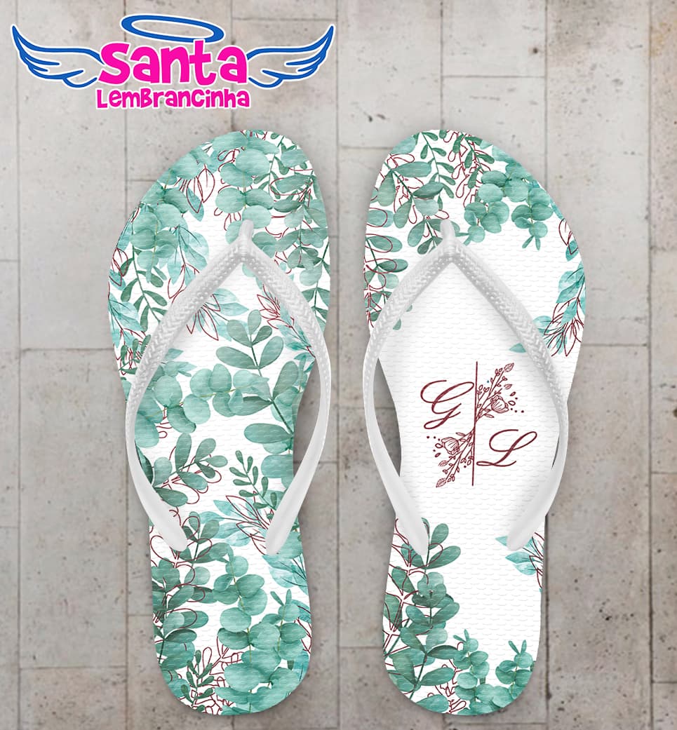Chinelo Casamento Floral Personalizado COD 8190