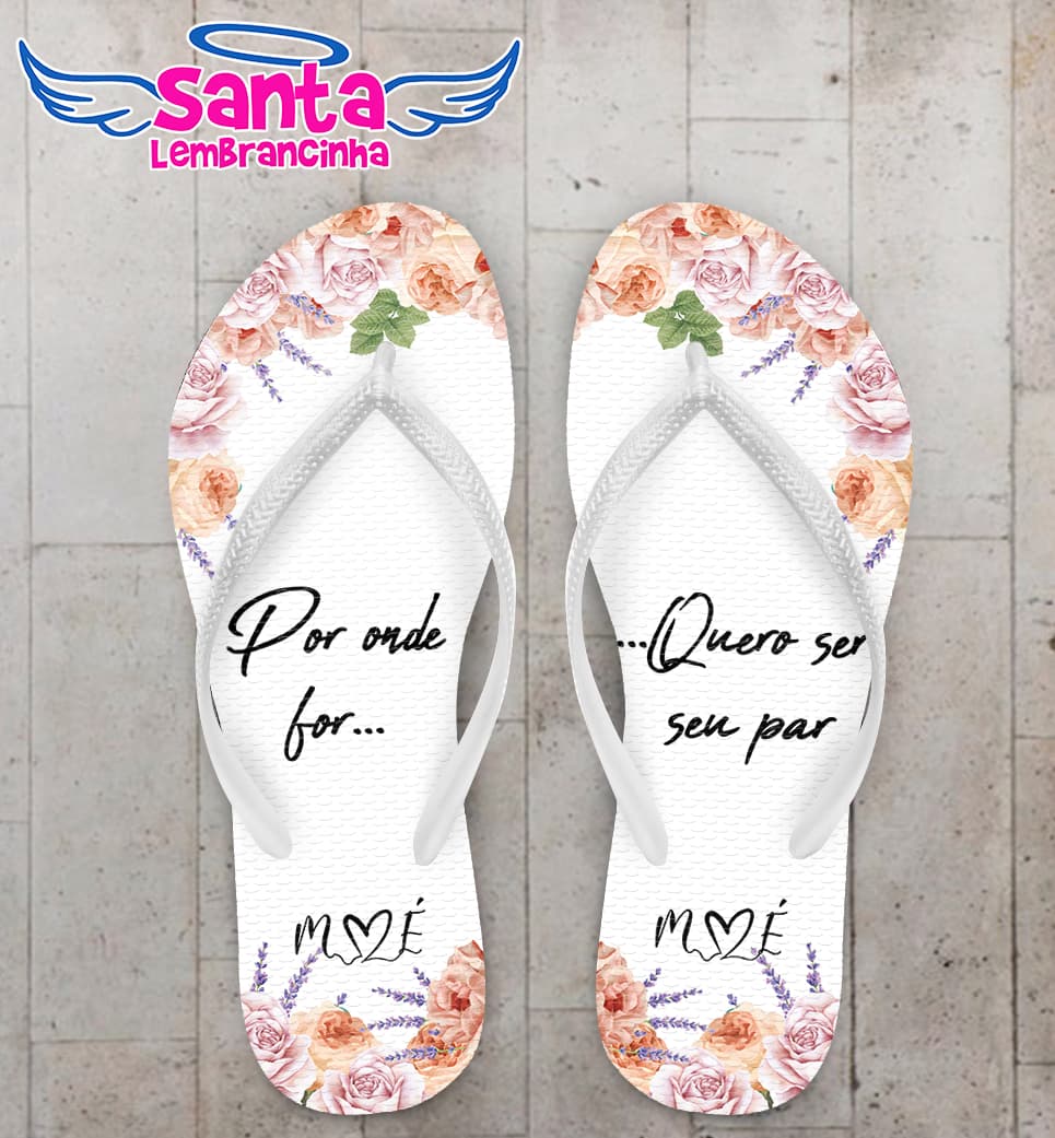 Chinelo Casamento Floral Personalizado COD 8175