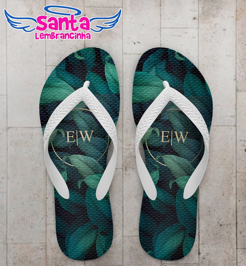 Chinelo Casamento Folhagens Personalizado COD 8181