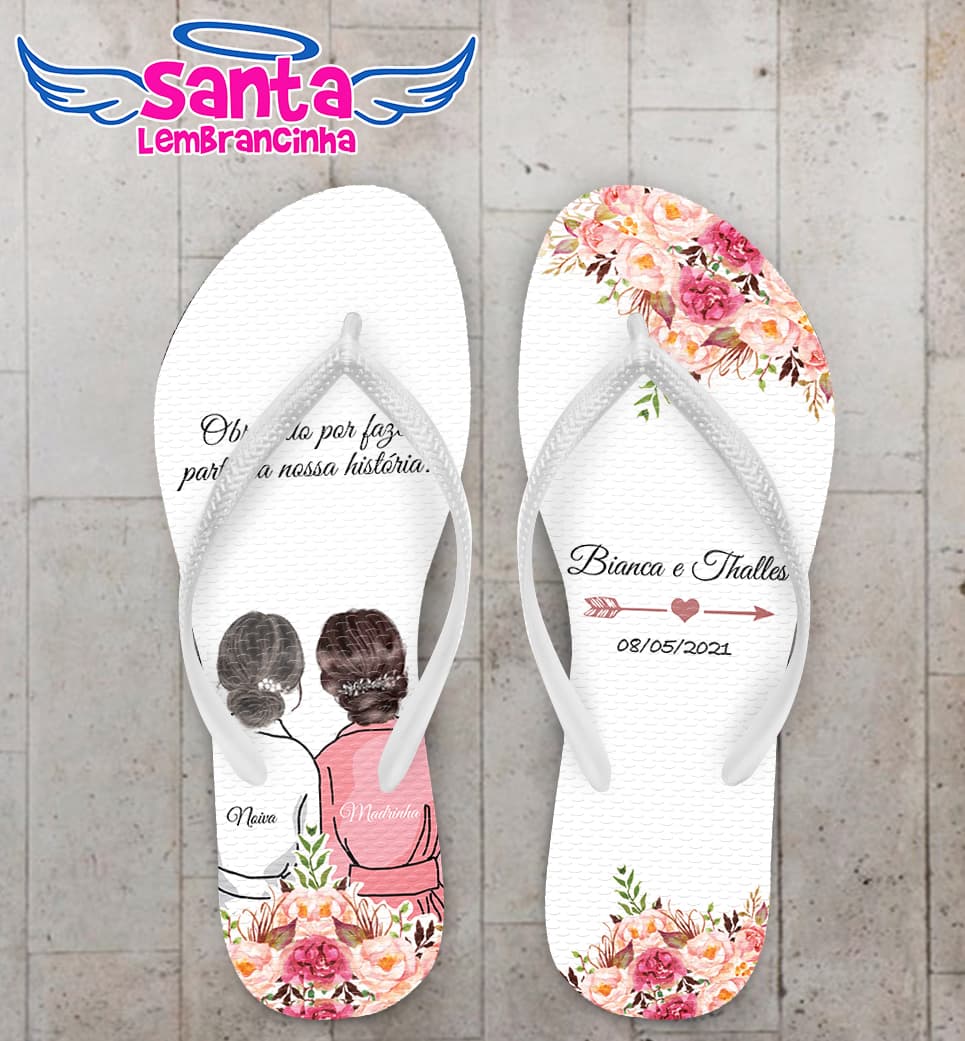 Chinelo Casamento Madrinha Floral Personalizado COD 8218