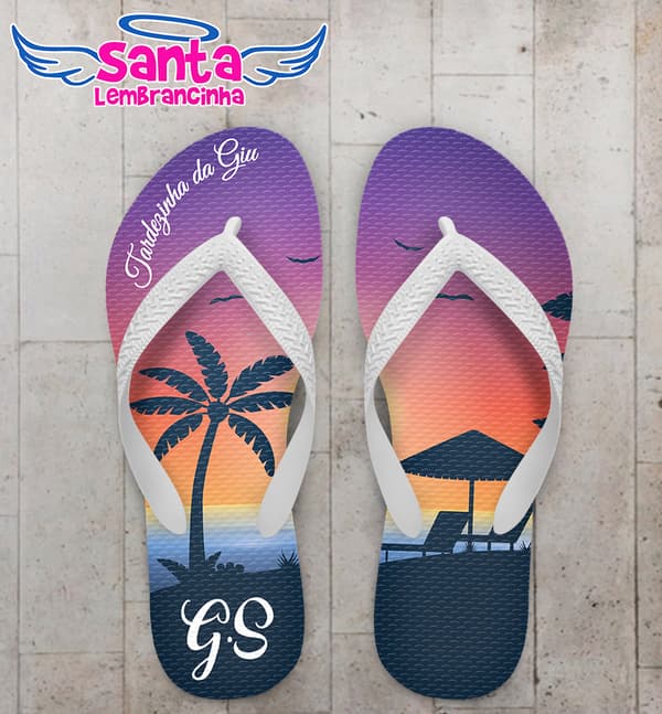 Chinelo Casamento Tropical Personalizado COD 8182