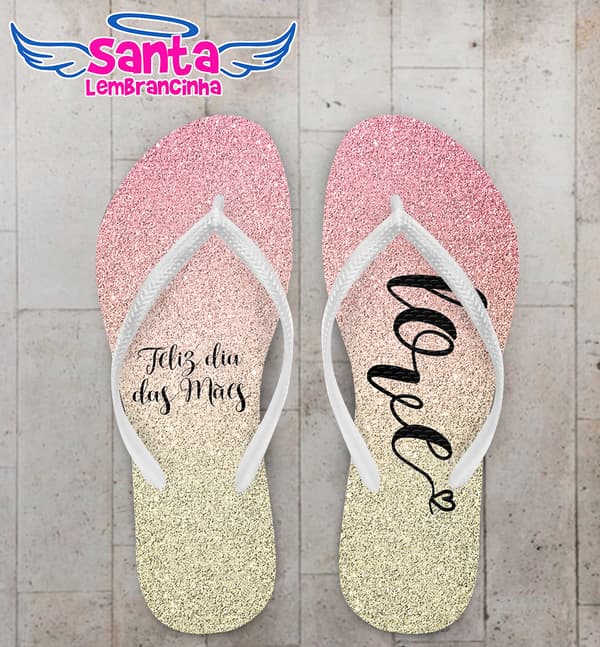 Chinelo Dia das Mães Glitter Rosa Personalizado COD 8135