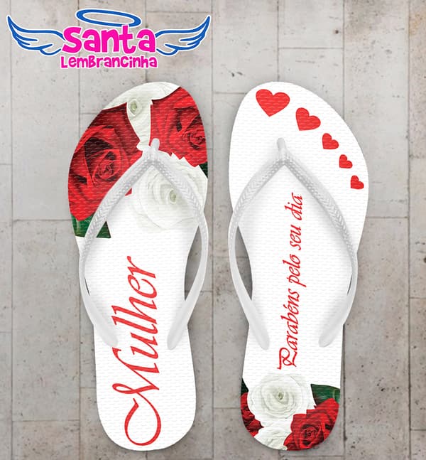 Chinelo Dia da Mulher, Rosas Personalizado COD 8121
