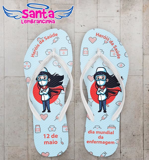 Chinelo Comemorativo Dia Internacional da Enfermagem Personalizado COD 8104