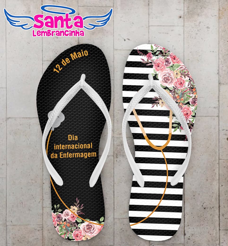 Chinelo Comemorativo Dia Internacional da Enfermagem Personalizado COD 8108