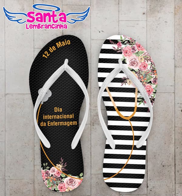 Chinelo Comemorativo Dia Internacional da Enfermagem Personalizado COD 8108