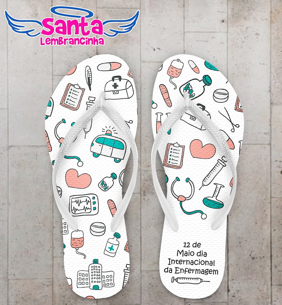 Chinelo Dia Internacional da Enfermagem Personalizado COD 8110