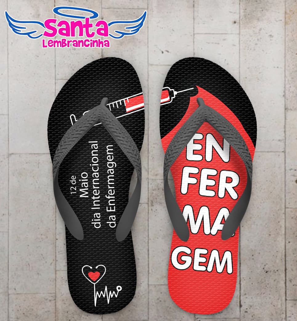 Chinelo Dia Internacional da Enfermagem, Com Seringa Personalizado COD 8106