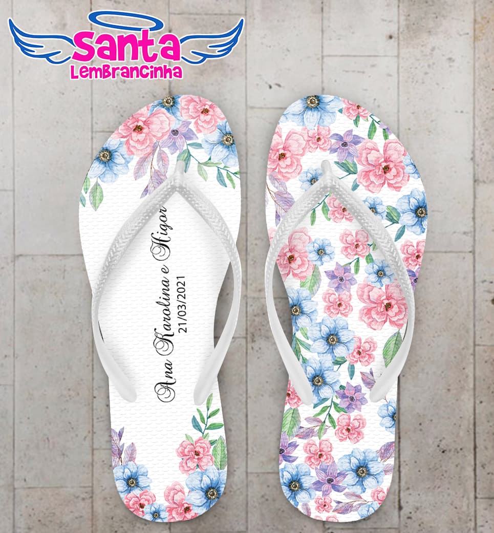 Chinelo Casamento Floral Personalizado COD 8183