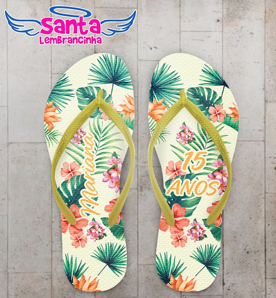 Chinelo Chinelo 15 anos Tropical Personalizado COD 8115
