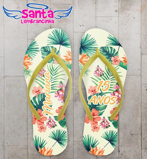 Chinelo Chinelo 15 anos Tropical Personalizado COD 8115
