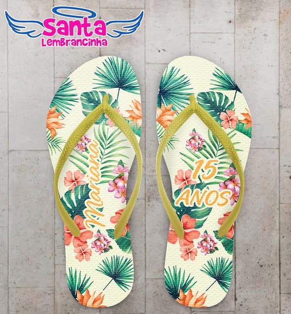 Chinelo Chinelo 15 anos Tropical Personalizado COD 8115