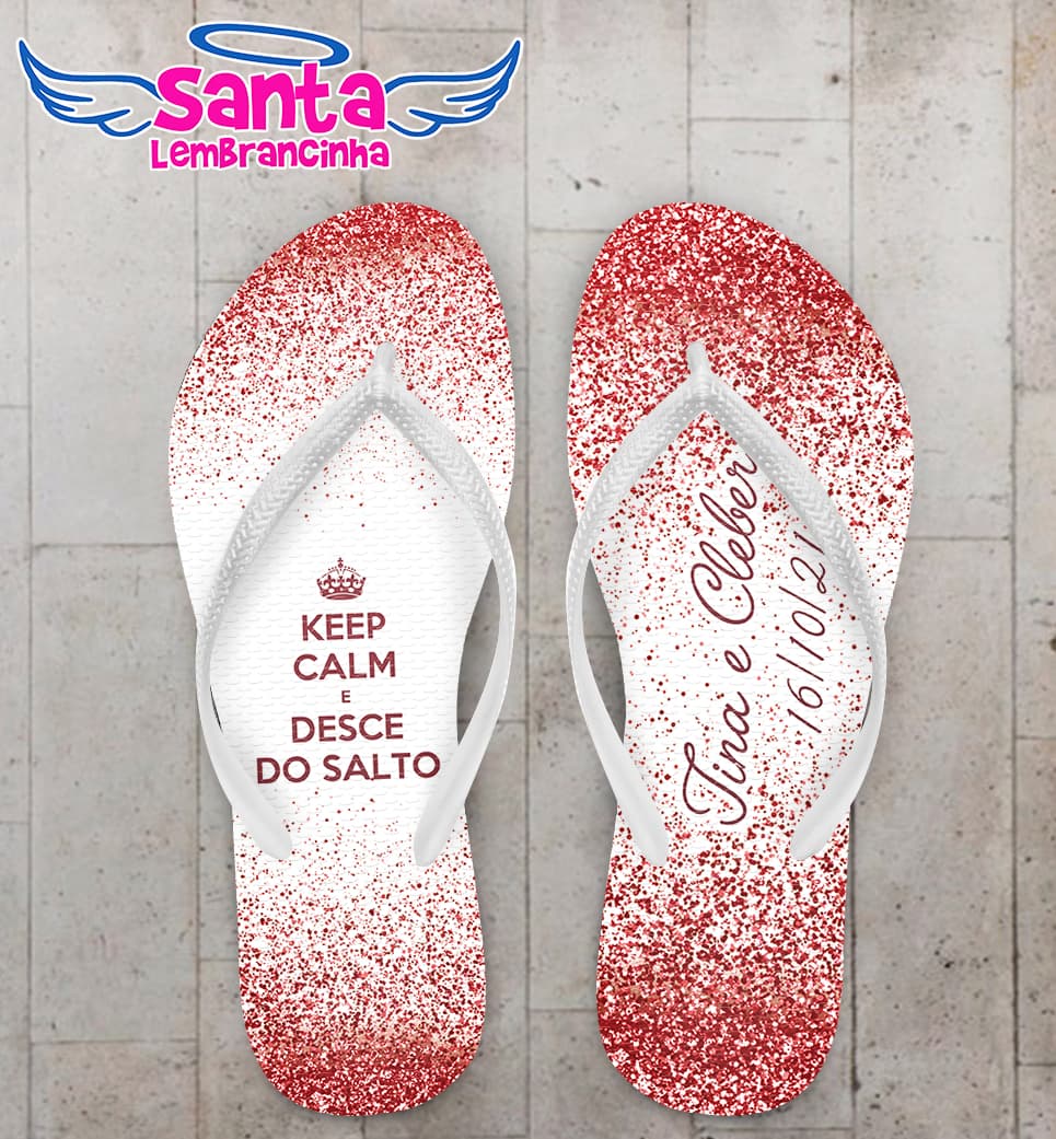 Chinelo Casamento Glitter Vermelho Personalizado COD 8179