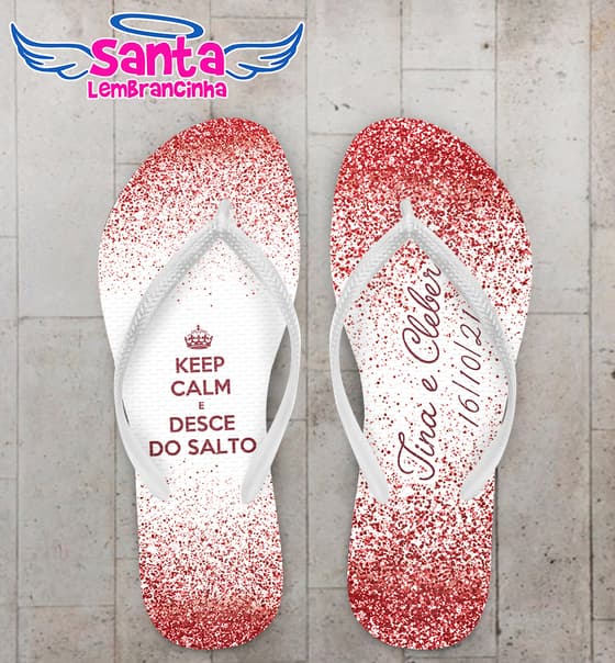 Chinelo Casamento Glitter Vermelho Personalizado COD 8179