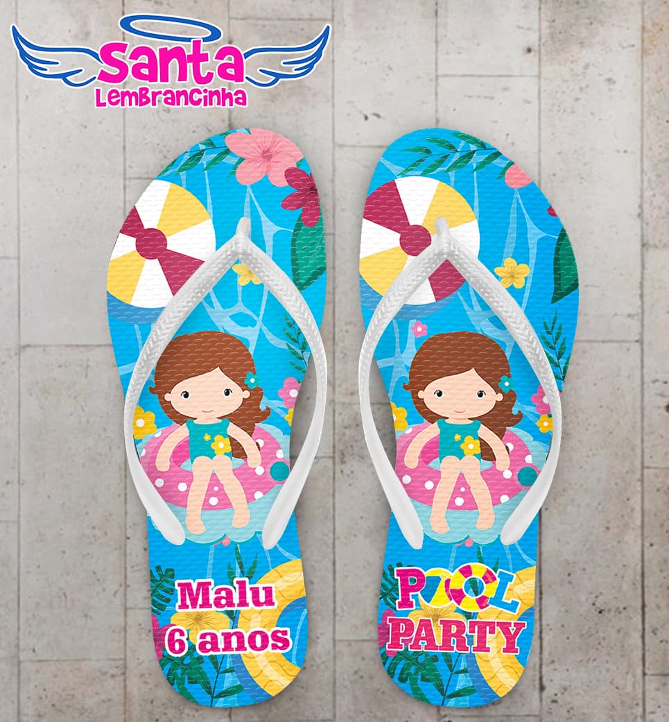 Chinelo Infantil Pool Party Personalizado COD 9905