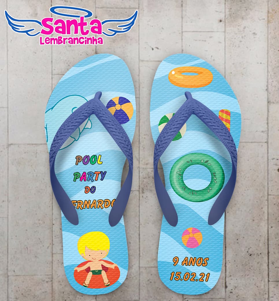 Chinelo Infantil Pool Party Personalizado COD 9890