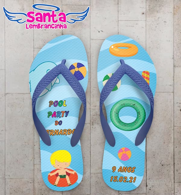 Chinelo Infantil Pool Party Personalizado COD 9890