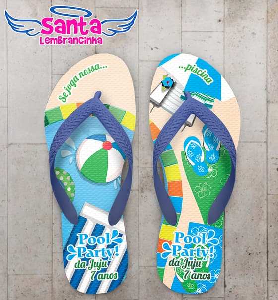 Chinelo Infantil Pool Party Personalizado COD 9892