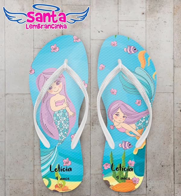 Chinelo Infantil Sereia Personalizado COD 9903