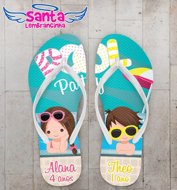 Chinelo Infantil Pool Party Personalizado COD 9898