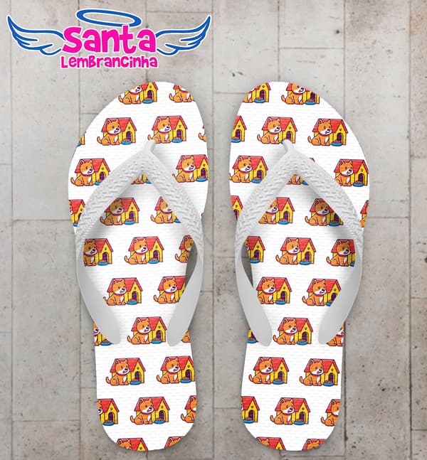 Chinelo Cachorrinhos e Canil Personalizado COD 9961